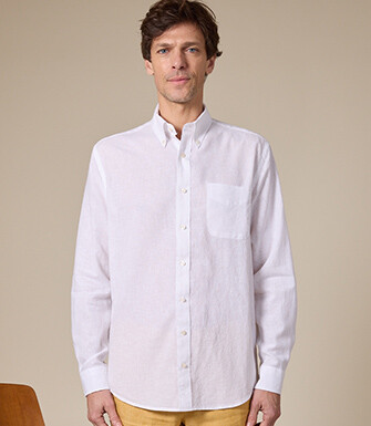 White Chambray cotton/linen shirt - COLTEN
