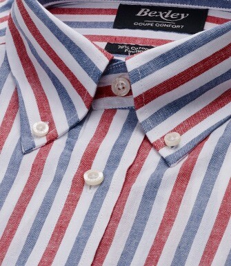 Vintage Red and Blue Chambray cotton/linen shirt - COLTEN