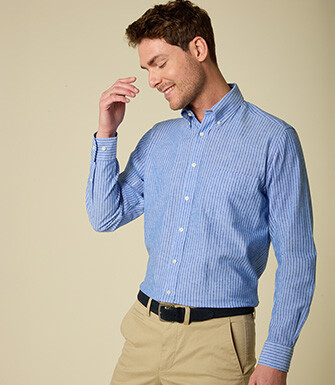 Ocean Blue & Blue Chambray cotton/linen shirt - COLTEN