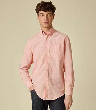 Light Orange Chambray cotton/linen shirt - COLTEN