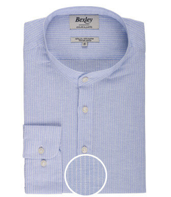 Thin white and blue stripes cotton linen tunic shirt - VALBERT