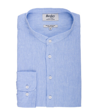 Blue Chambray stripes cotton lien tunic shirt - VALBERT