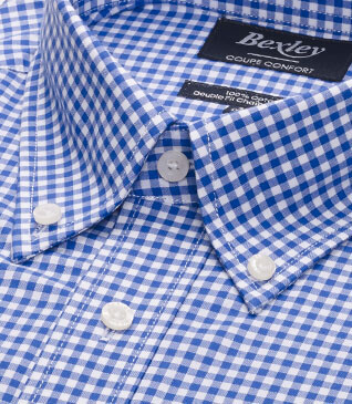 Shirt with white and light blue checks - CODELL