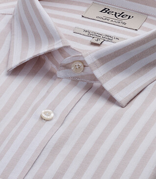 Light Beige and White Stripped Shirt - SIMONIN