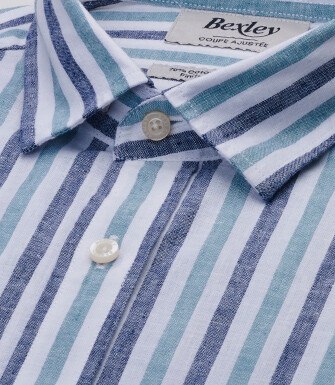 Navy & Green Stripped Shirt - SIMONIN