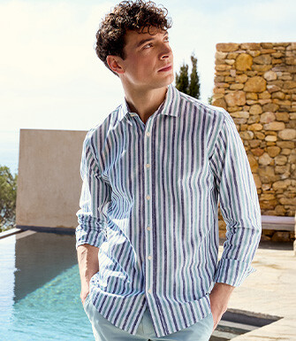 Navy & Green Stripped Shirt  - SIMONIN