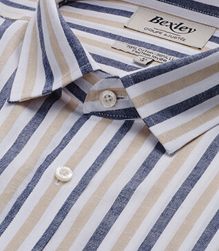 Navy and Dark Beige Stripped Shirt - SIMONIN