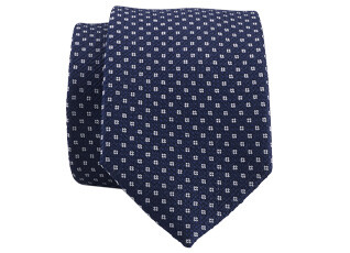 Navy and White Dotted Silk Tie