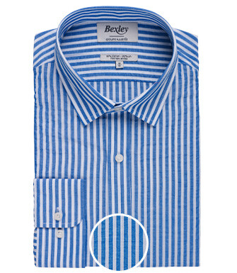 Dark Blue and White striped cotton linen shirt - SYLVANDRE