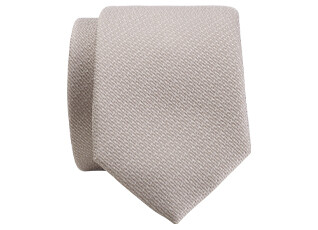 Silk Tie Faux Solid Beige and White
