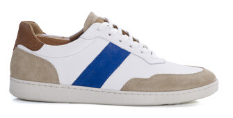 White beige and Blue Men's leather Trainers - BERRINGA