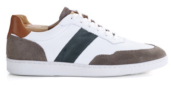 White Taupe and Green Men's leather Trainers - BERRINGA