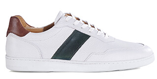 Men’s leather sneakers – Grained white and green - BERRINGA