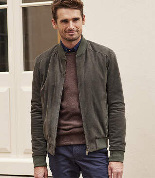 Dark Green Suede Leather Jacket - SEAN II