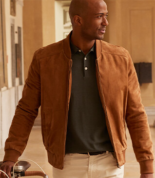 Caramel Suede Leather Jacket - SEAN