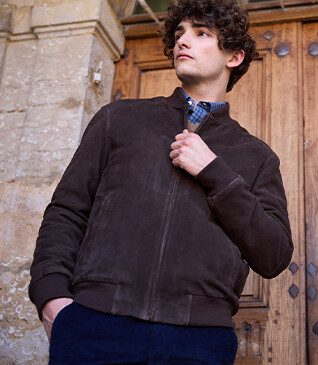 Chocolate Suede Leather Jacket - SEAN II