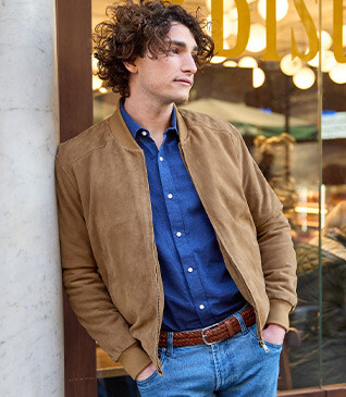 Tobacco Suede Leather Jacket - SEAN II