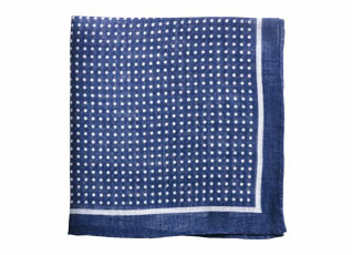 Navy and White Dotted Linen Pocket Square