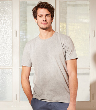 Light Grey Melange organic cotton plain t-shirt - EDGAR III