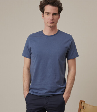Grey Blue organic cotton plain t-shirt - EDGAR III