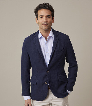 Navy Linen Blazer - LUBIN