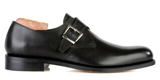 Black Leather Buckle Shoes - BLOOMINGDALE SILVER PATIN
