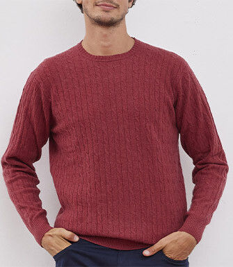 Red melange wool with cord pattern jumper - CONTOR