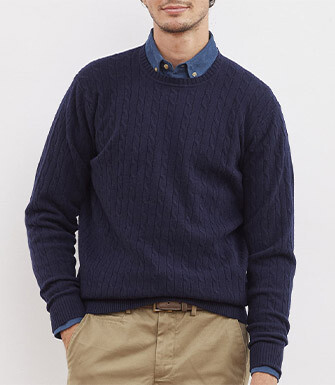 Navy Blue wool with cord pattern jumper - CONTOR