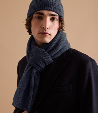 Grey Anthracite Melange Lambswool Scarf