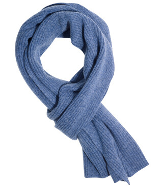 Men's dark blue mélange lambswool scarf