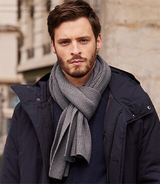 Taupe Grey Melange Lambswool Scarf