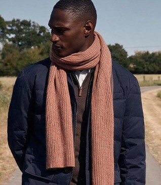 Men's rust mélange lambswool scarf
