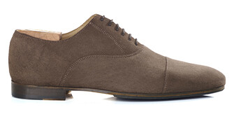 Brown Taupe suede Oxford shoes - Leather outsole & rubber pad - LENNOX PATIN