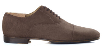 Dark taupe suede Oxford shoes - Leather outsole & rubber pad - LENNOX PATIN