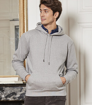 Grey Melange cotton hoodie  - HUDSEN II