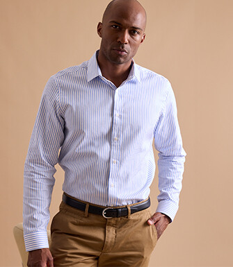White shirt with light blue stripes - LÉONEL 