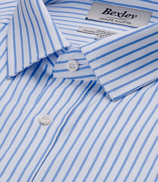 White shirt with light blue stripes - LÉONEL
