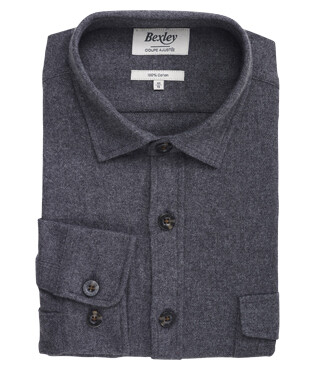 Anthracite Grey Flannel over shirt - ANGELIN