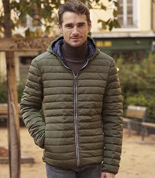 Men's Khaki Lightweight Hooded Down Jacket - SIVERT II