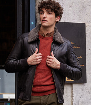 Chocolate Leather Aviator Jacket - EVERETT II