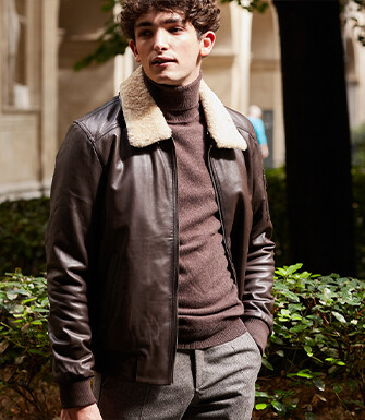 Brown Leather Aviator Jacket - EVERETT II