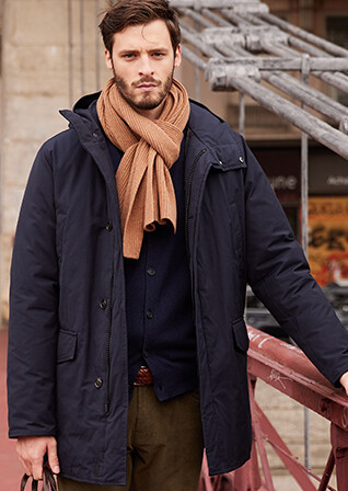 Men's Dark Navy Feather-Lined Winter Parka - SOREN III