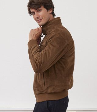 Tobacco Velvet leather Jacket - CAYDEN