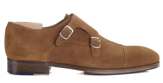 Cognac suede double Buckle Shoes with rubber pad - GRESHEY PATIN