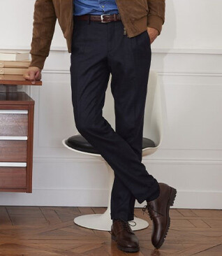Dark navy Herringbone Men's dress trousers - Lelian