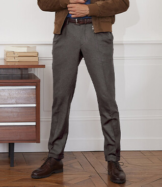 Dark Taupe Herringbone Men's dress trousers - Lelian