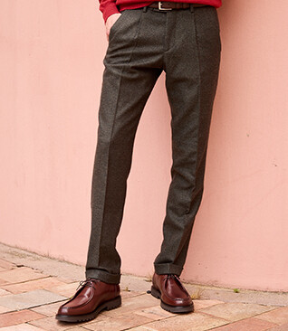 Dark Khaki Chevron Men's dress trousers - LELIAN