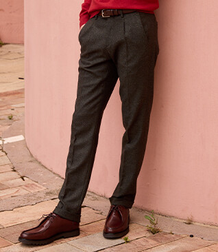 Dark Khaki Chevron Men's dress trousers - LELIAN