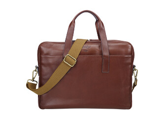 Cognac Men's leather satchel - HARWINTON