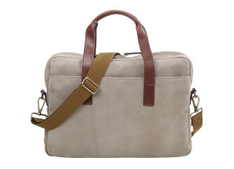 Taupe velvet Men's leather briefcase - HARWINTON